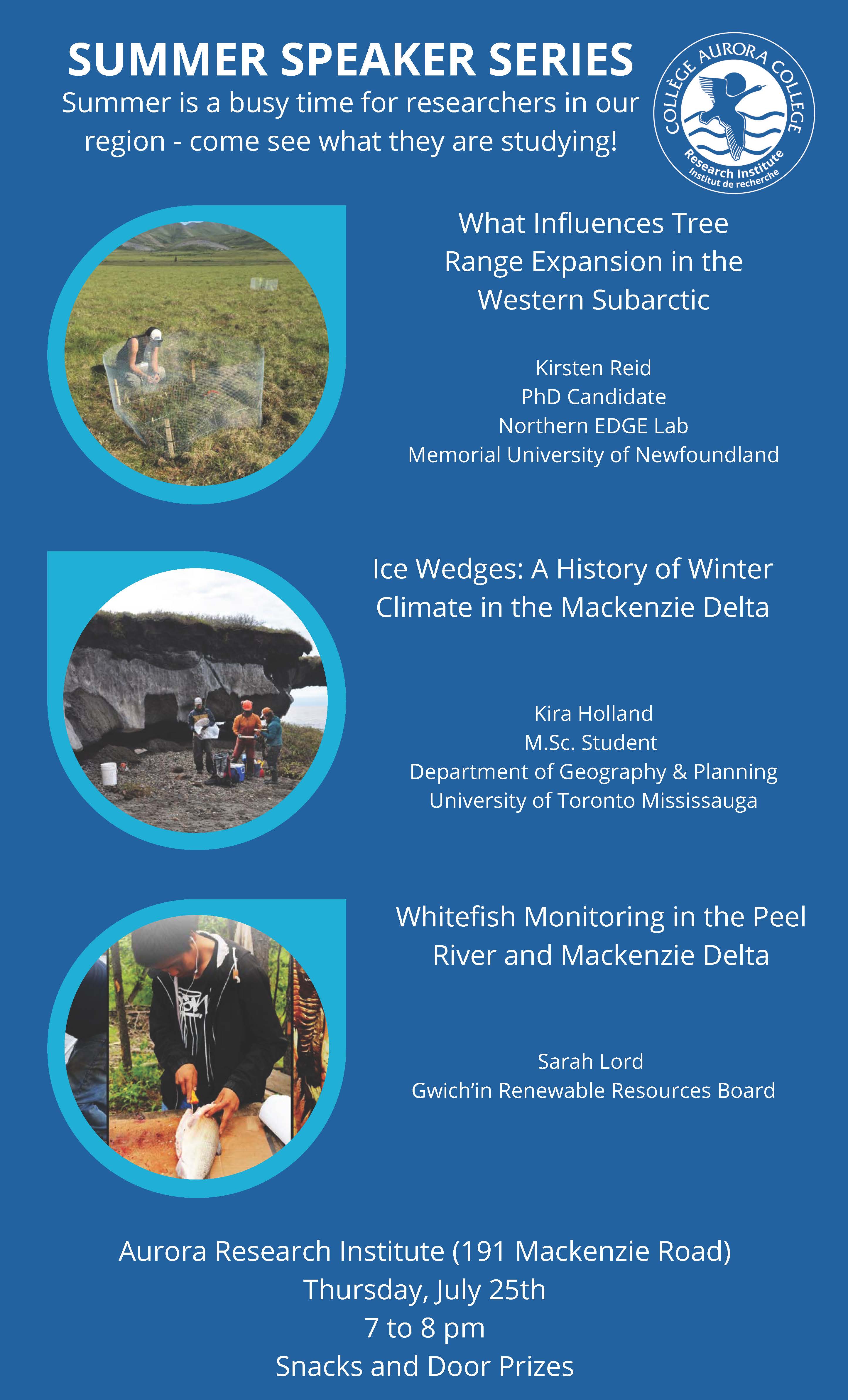 Aurora Research Institute; Summer Speaker Series; STEM; Outreach; Western Arctic; Inuvik