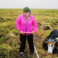 Susan Machan assisting with field work