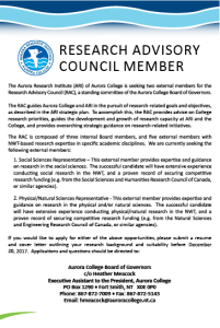 Research Advisory Council Member - Click for more information